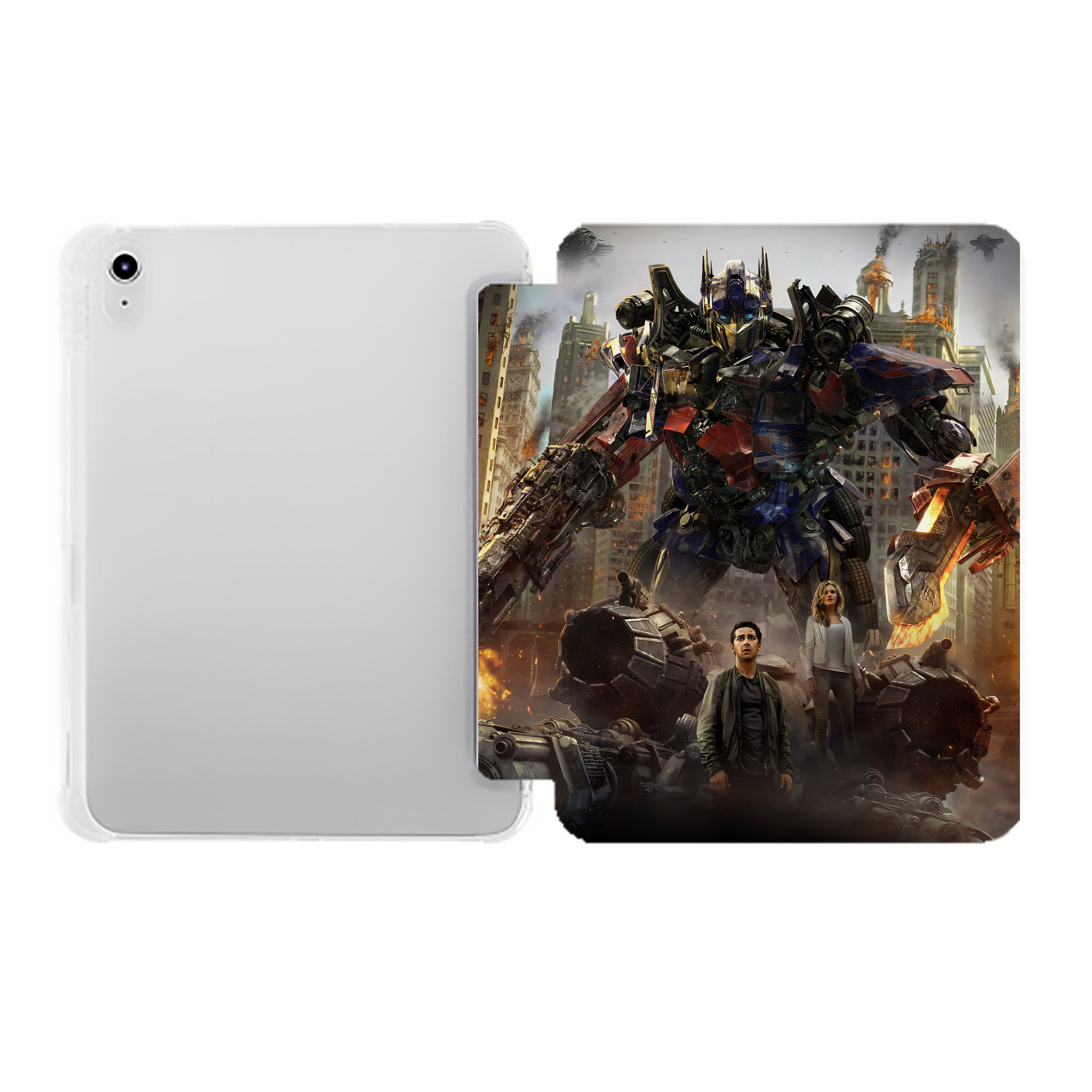 （画像用） Transformers トランスフォーマー IPad ケース ペン収納付き 三つ折りスタンド PUレザー×シリコン 対応機種9.5/10.5/10.9インチ